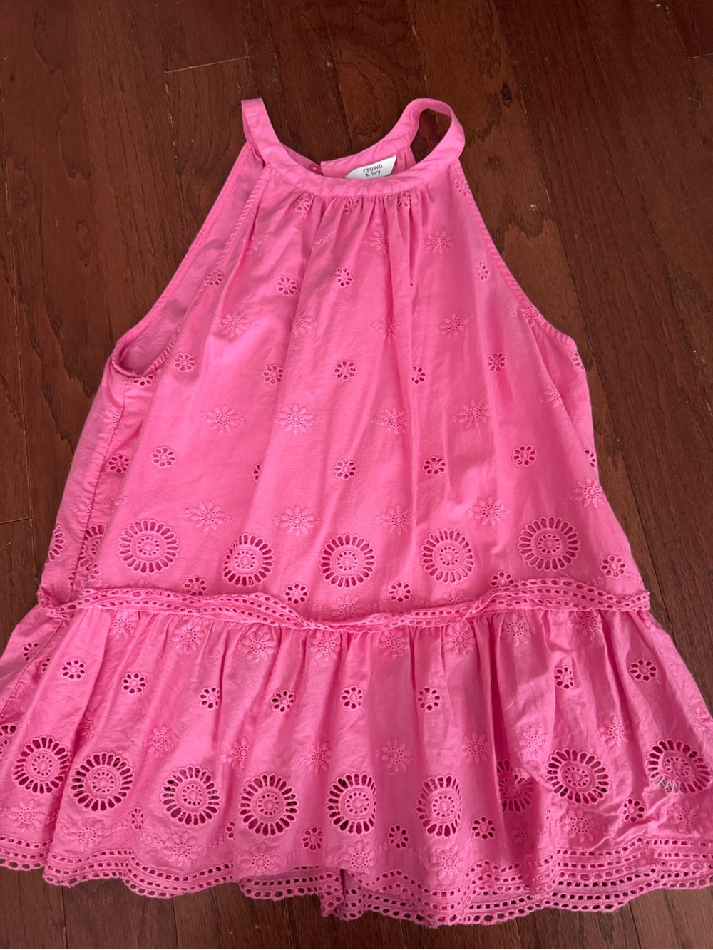 crown & ivy Bright Pink Eyelet Halter Top